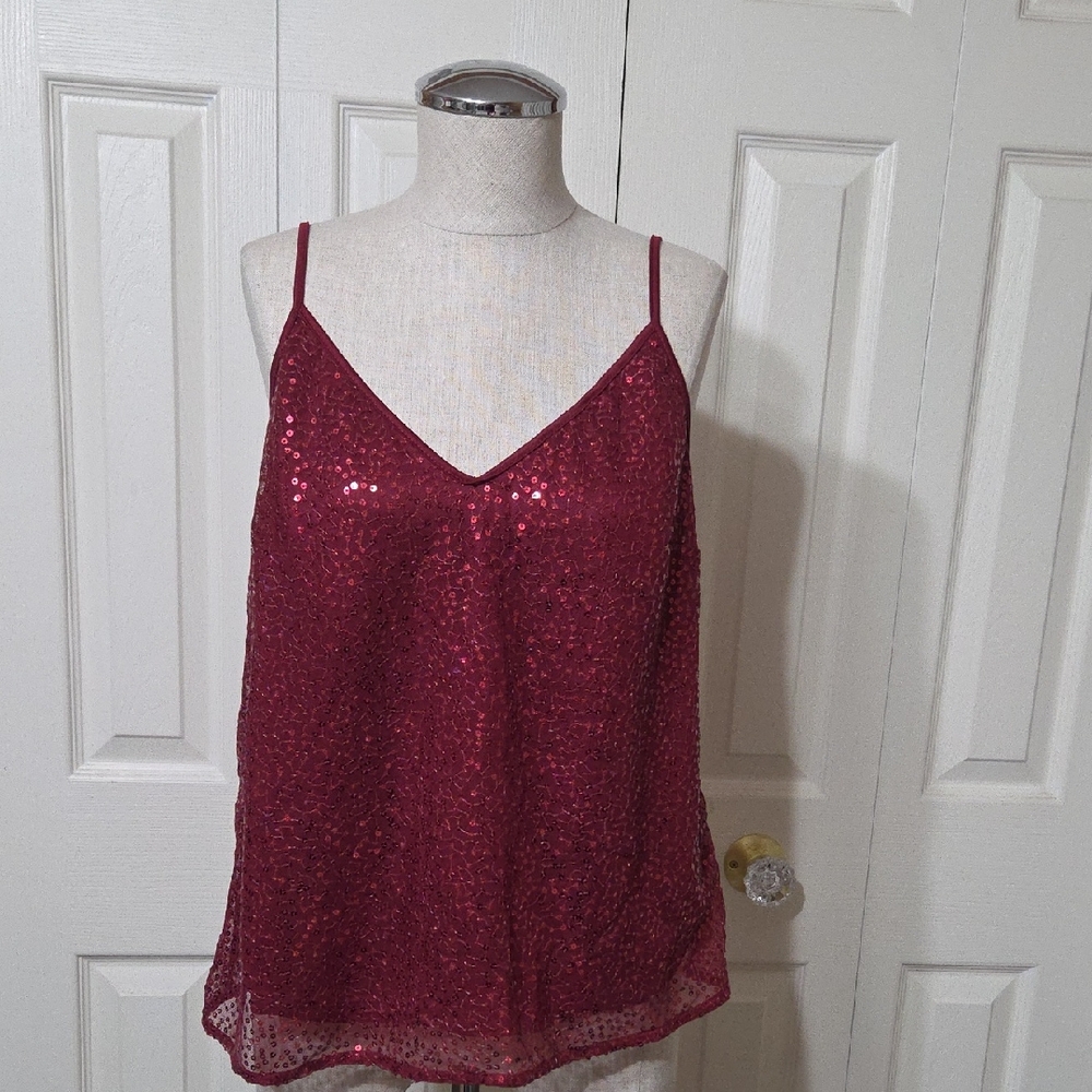 Divided Burgundy Sequin Camisole